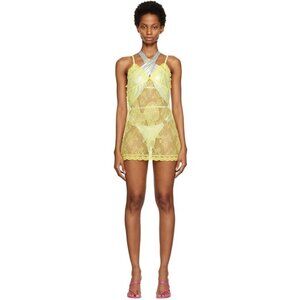 RoomSERVICE888 Bow-Knot Minidress Size S Yellow SSENSE Exclusive $260